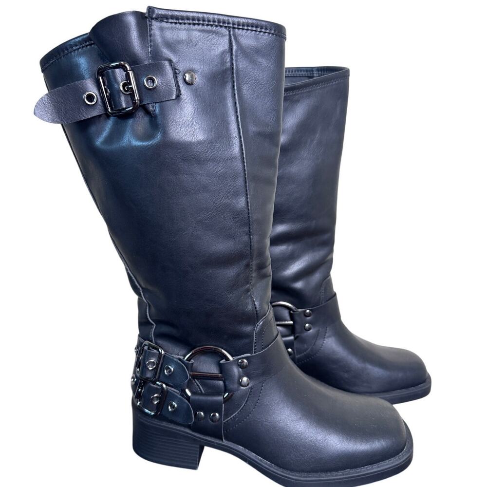 New Forever Buckled Faux Leather Boots Size 10